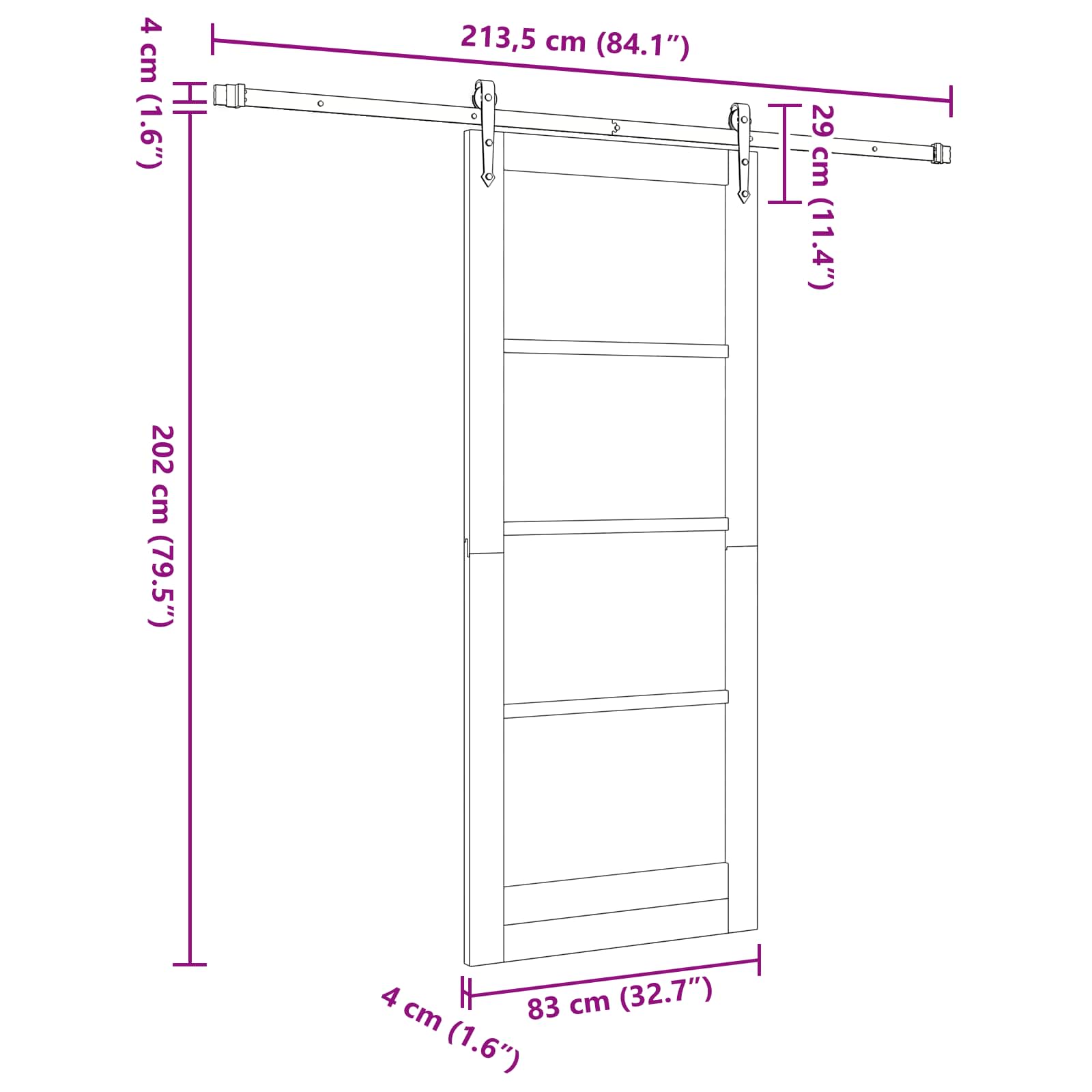 Schuifdeur ORKDAL Wit 83 x 202 cm Massief grenenhout