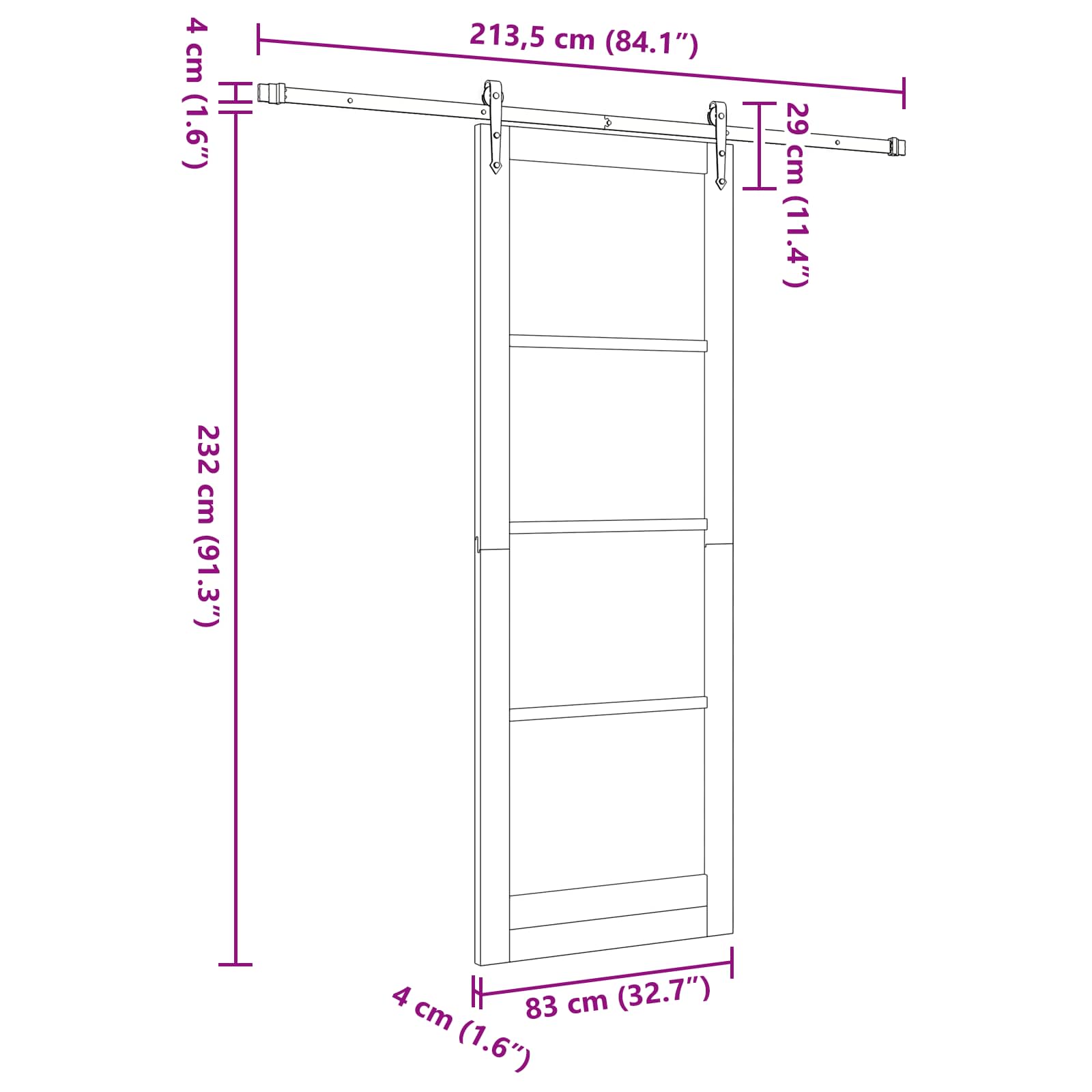 Schuifdeur ORKDAL Wit 83 x 232 cm Massief grenenhout