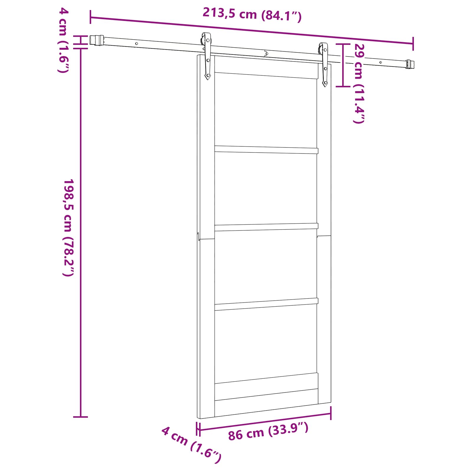 Schuifdeur ORKDAL Naturel 86 x 198,5 cm Massief grenenhout