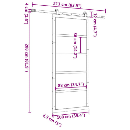 Schuifdeur Naturel 100 x 208 cm Massief grenenhout