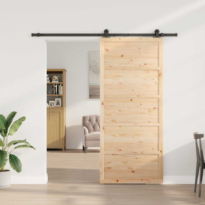 Schuifdeur Naturel 90 x 208 cm Massief grenenhout