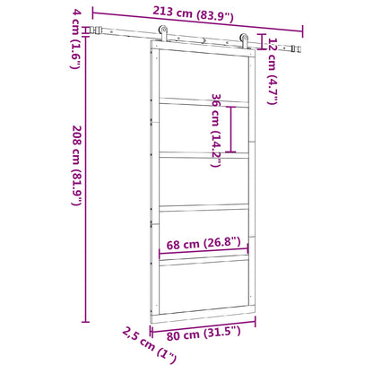Schuifdeur Naturel 80 x 208 cm Massief grenenhout