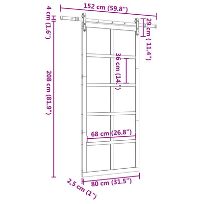 Schuifdeur Naturel 80 x 208 cm Massief grenenhout