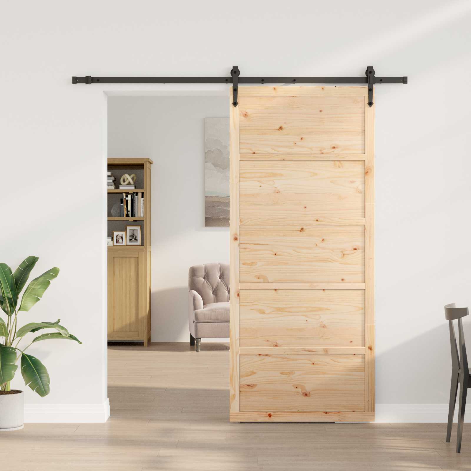 Schuifdeur Naturel 80 x 208 cm Massief grenenhout