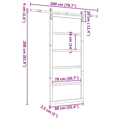 Schuifdeur Naturel 90 x 208 cm Massief grenenhout
