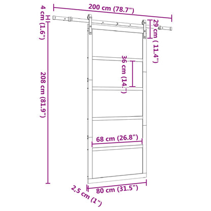 Schuifdeur Naturel 80 x 208 cm Massief grenenhout