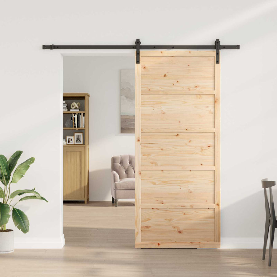 Schuifdeur Naturel 90 x 208 cm Massief grenenhout