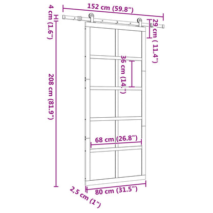 Schuifdeur Naturel 80 x 208 cm Massief grenenhout