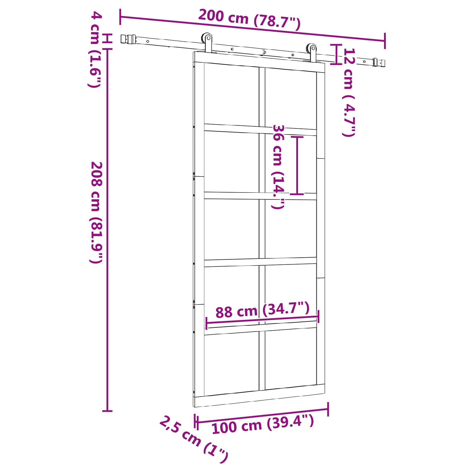 Schuifdeur Naturel 100 x 208 cm Massief grenenhout