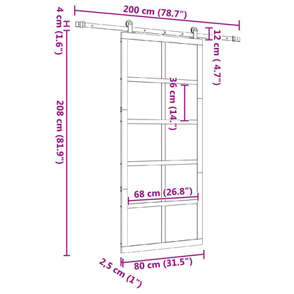 Schuifdeur Naturel 80 x 208 cm Massief grenenhout