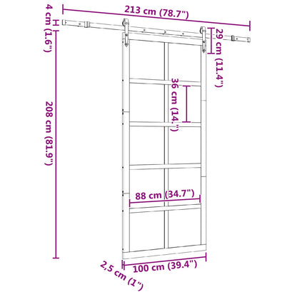 Schuifdeur Naturel 100 x 208 cm Massief grenenhout