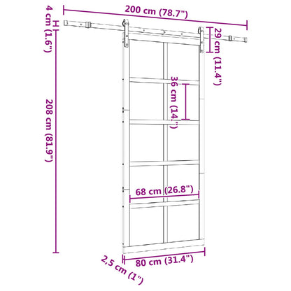 Schuifdeur Naturel 80 x 208 cm Massief grenenhout