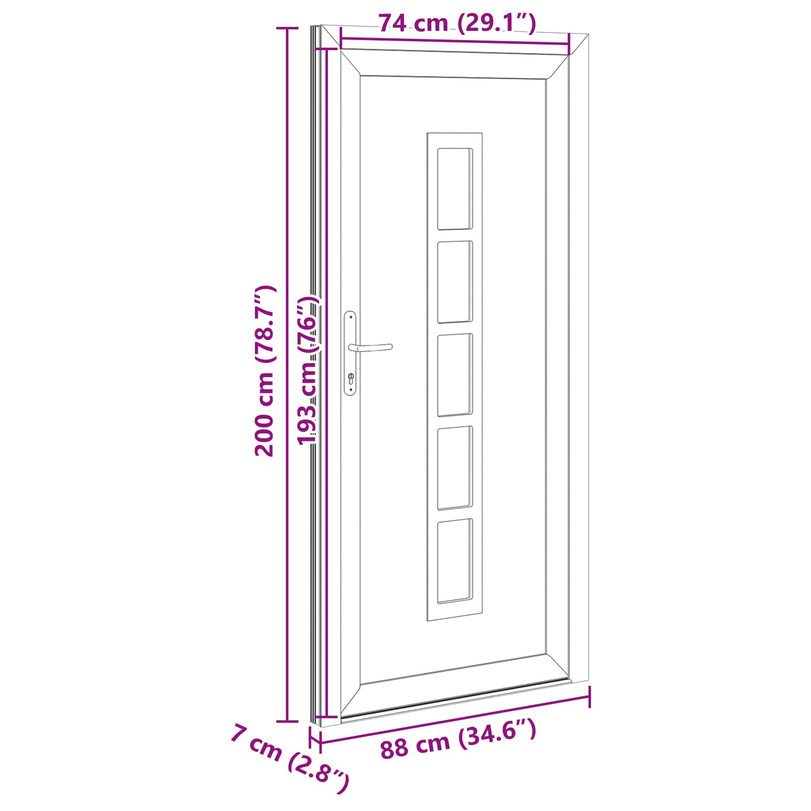 Voordeur Antracietkleurig 88 x 200 cm PVC