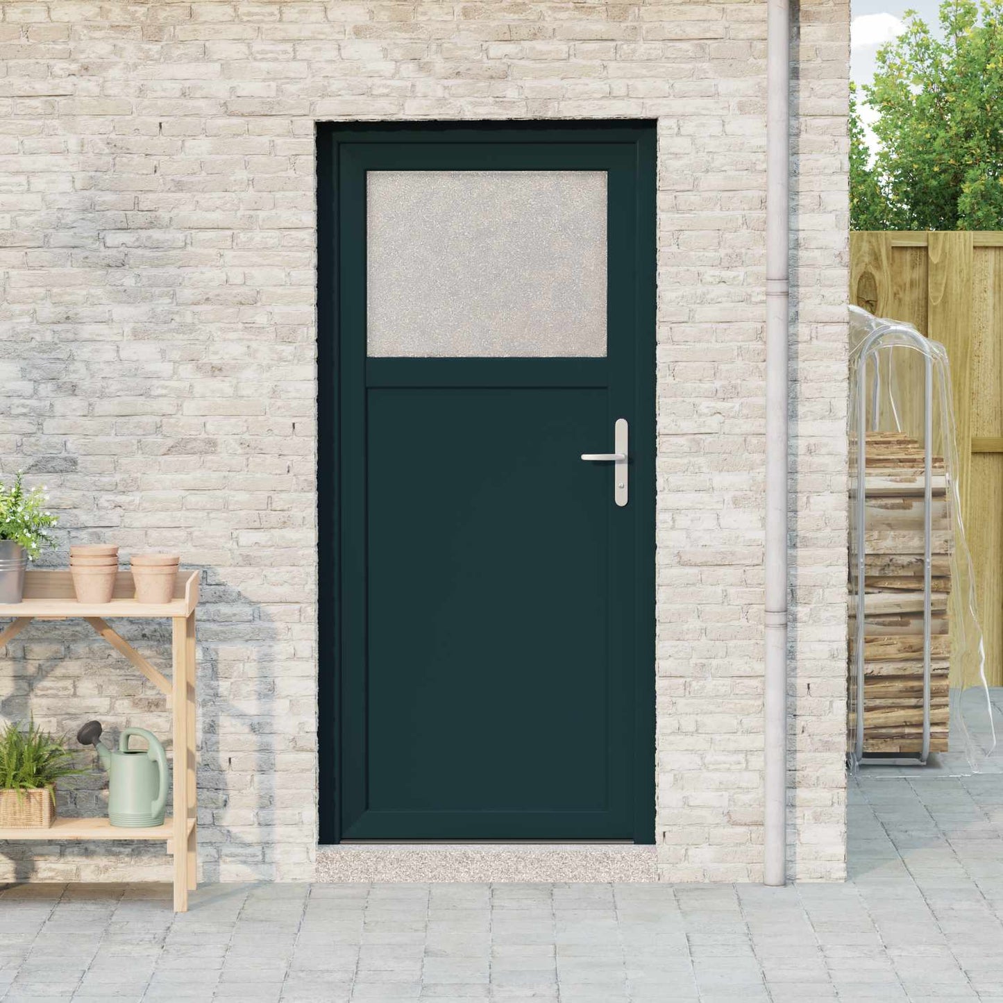 Zij-ingangsdeur Antracietkleurig 88 x 198 cm PVC