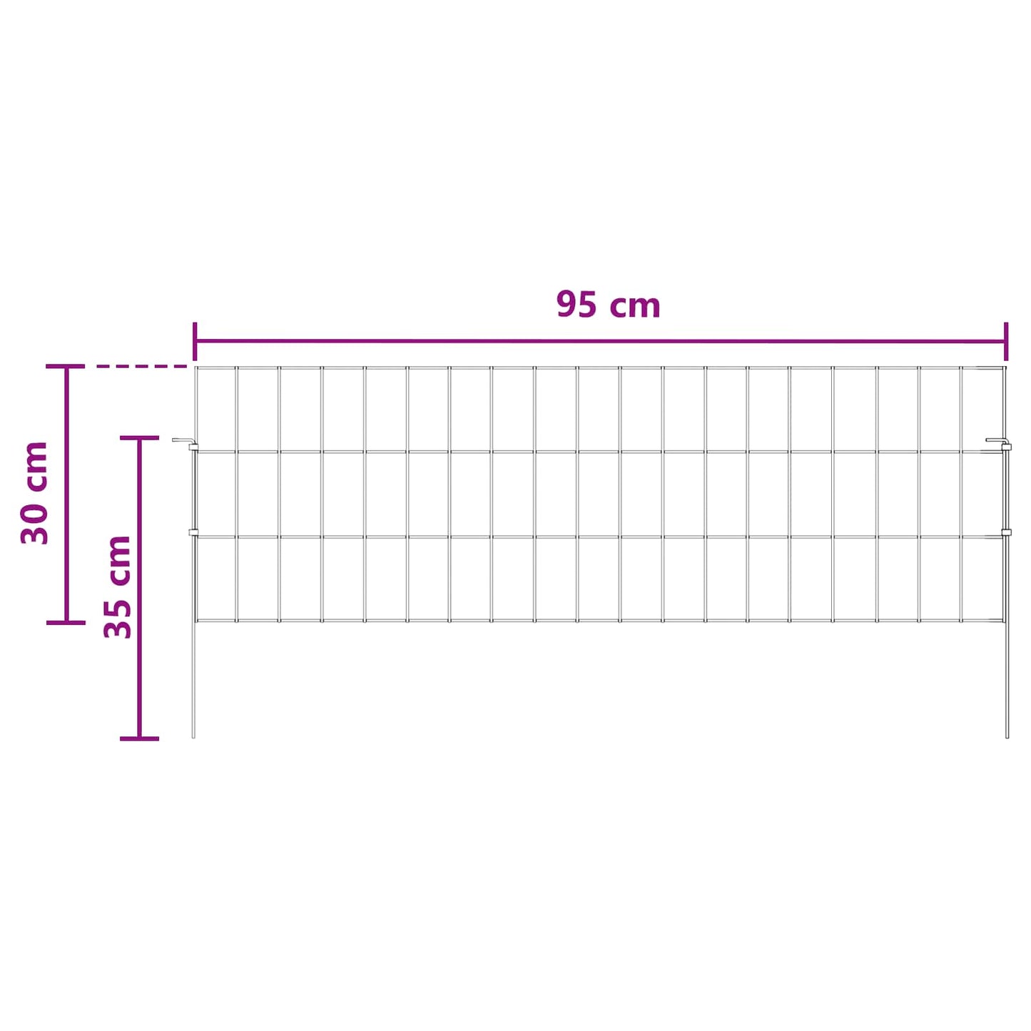 Tuin omheining met palen 48 pcs 95 x 30 cm Mesh Zilverkleurig