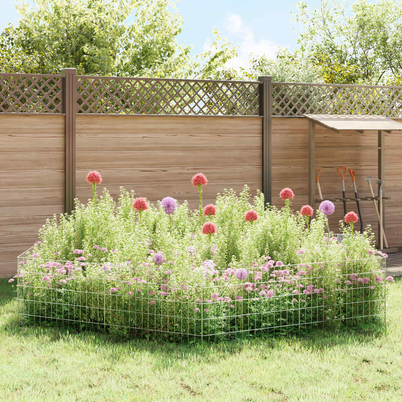 Tuin omheining met palen 48 pcs 75 x 50 cm Mesh Zilverkleurig
