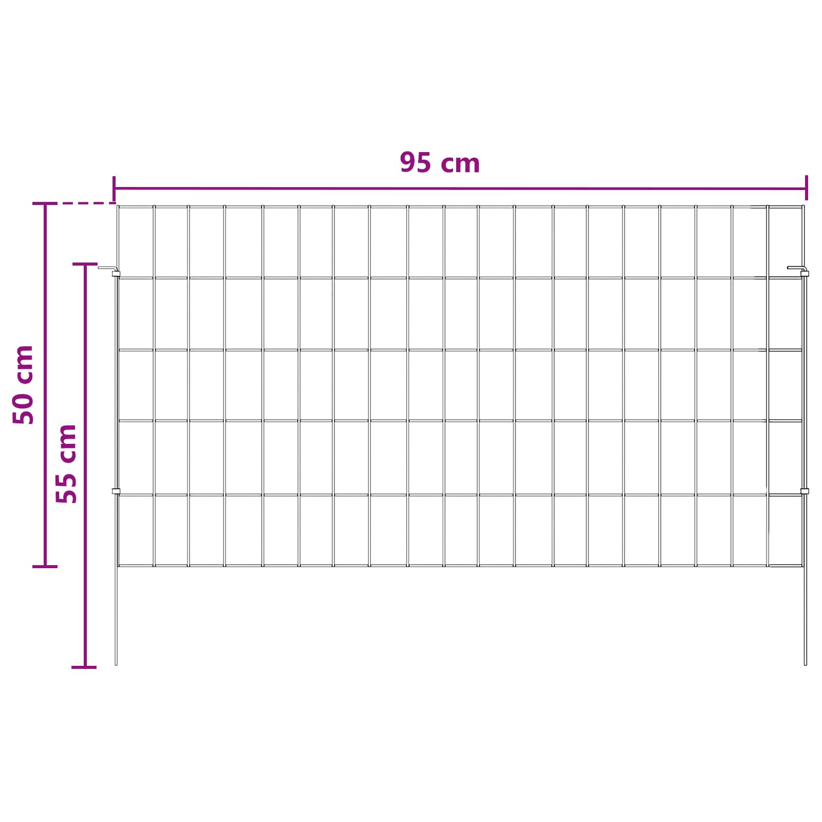 Tuin omheining met palen 48 pcs 95 x 50 cm Mesh Zilverkleurig