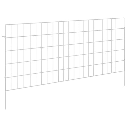 Tuin omheining met palen 48 pcs 115 x 50 cm Mesh Zilverkleurig
