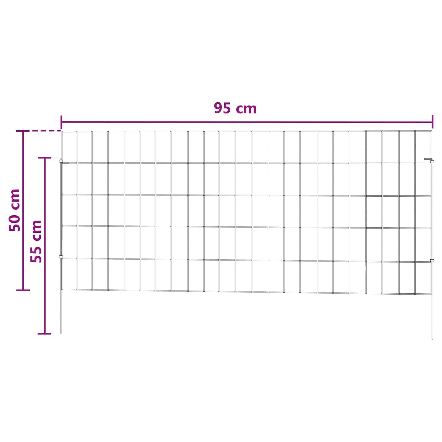 Tuin omheining met palen 48 pcs 115 x 50 cm Mesh Zilverkleurig