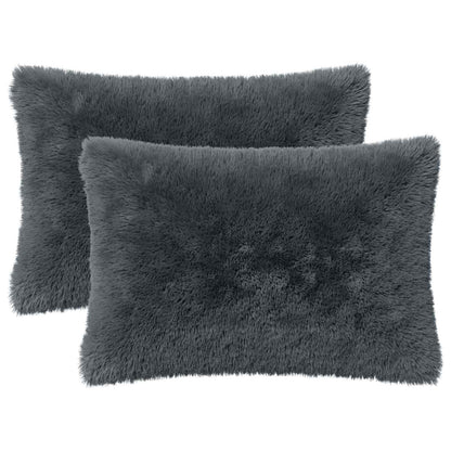 Kussen met kussen HEERLEN 2 st Antraciet PV Fleece