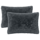 Kussen 50x80 cm PV fleece antraciet 2 stuks