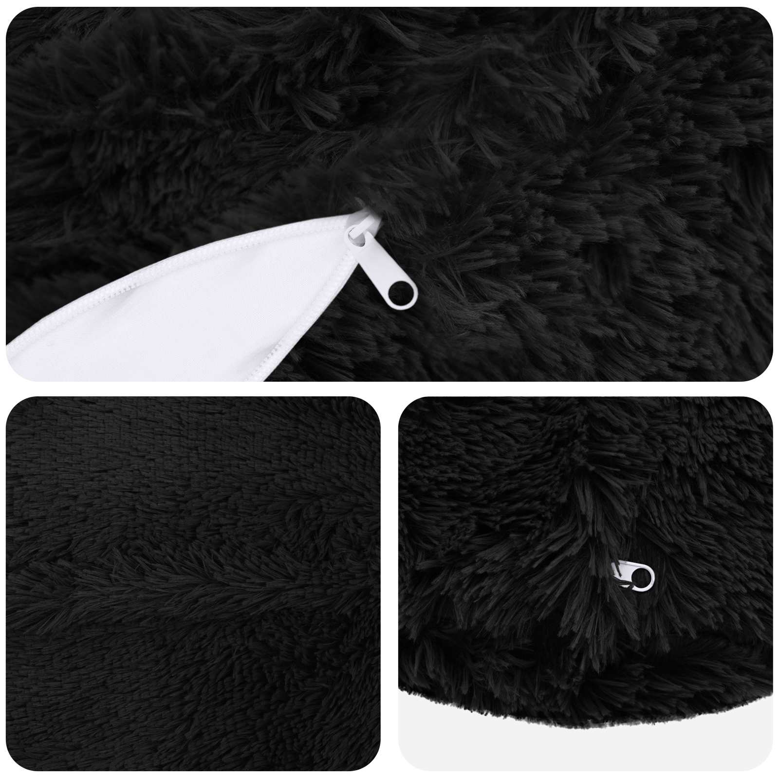 Kussen met kussen HEERLEN 6 st Zwart PV Fleece