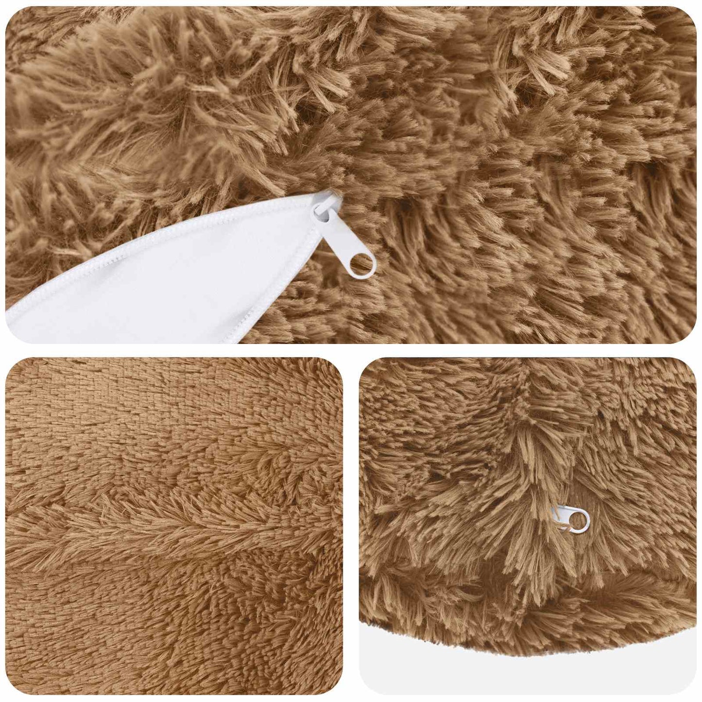 Kussen met kussen HEERLEN 2 st Taupe PV Fleece
