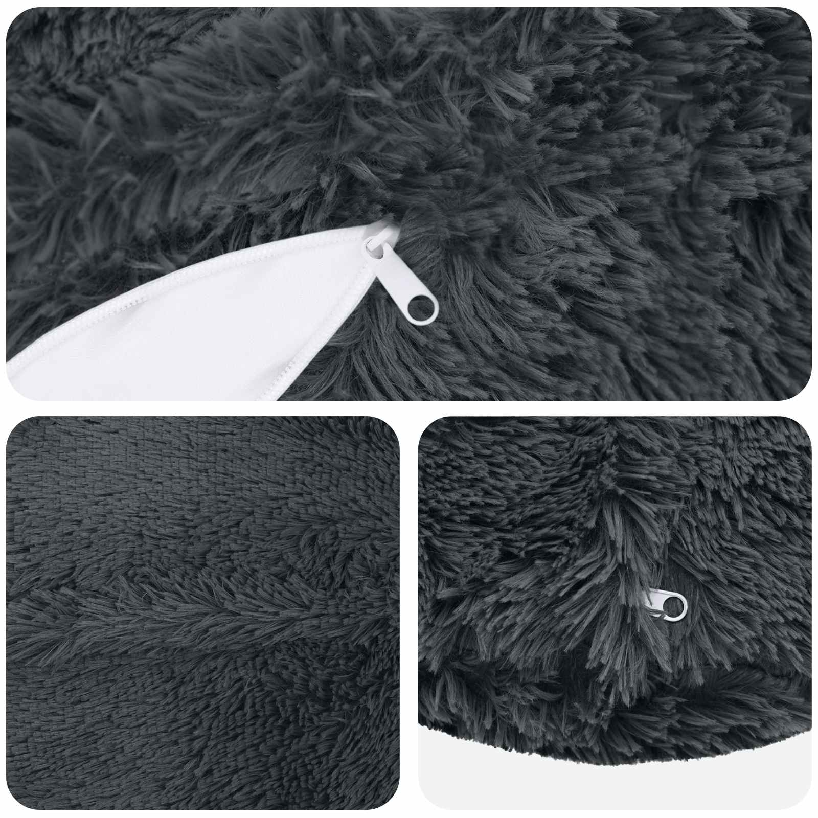 Kussen met kussen HEERLEN 2 st Antraciet PV Fleece