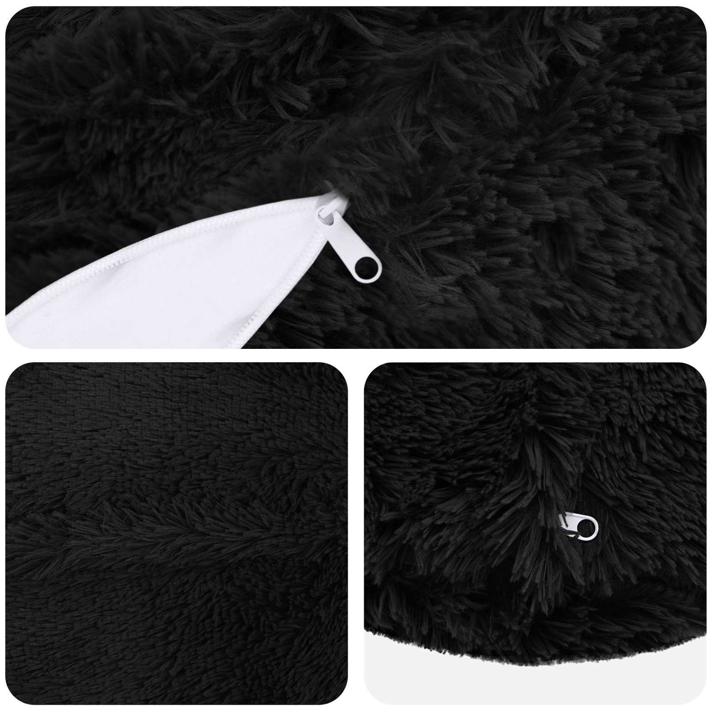 Kussen met kussen HEERLEN 2 st Zwart PV Fleece