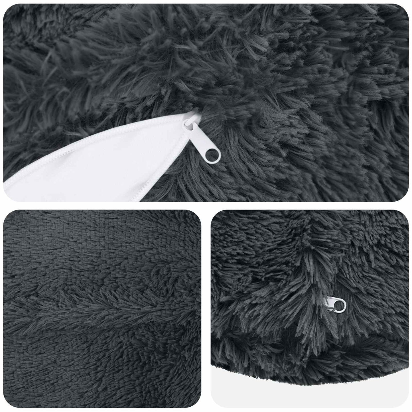 Kussen met kussen HEERLEN 2 st Antraciet PV Fleece