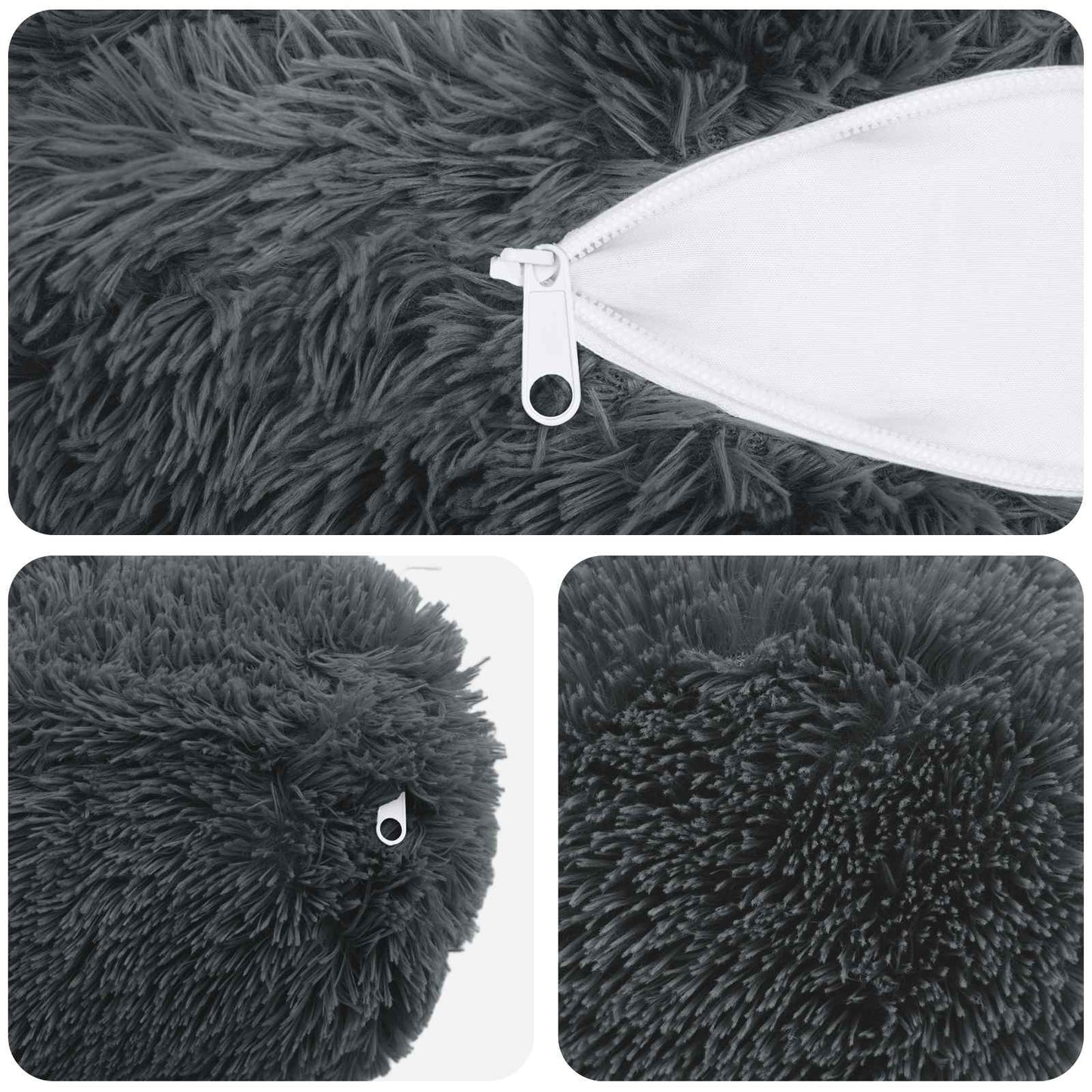 Kussen met kussen HEERLEN 6 st Antraciet PV Fleece