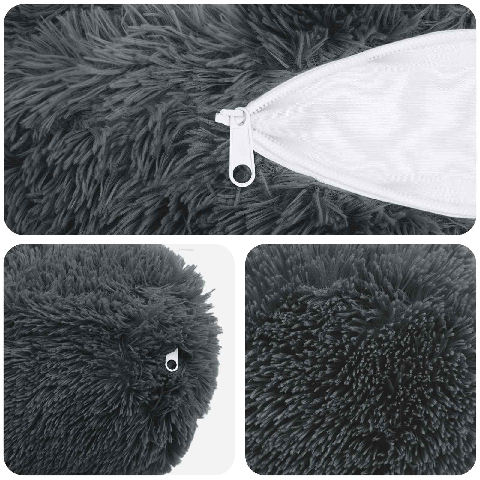 Kussen met kussen HEERLEN 6 st Antraciet PV Fleece