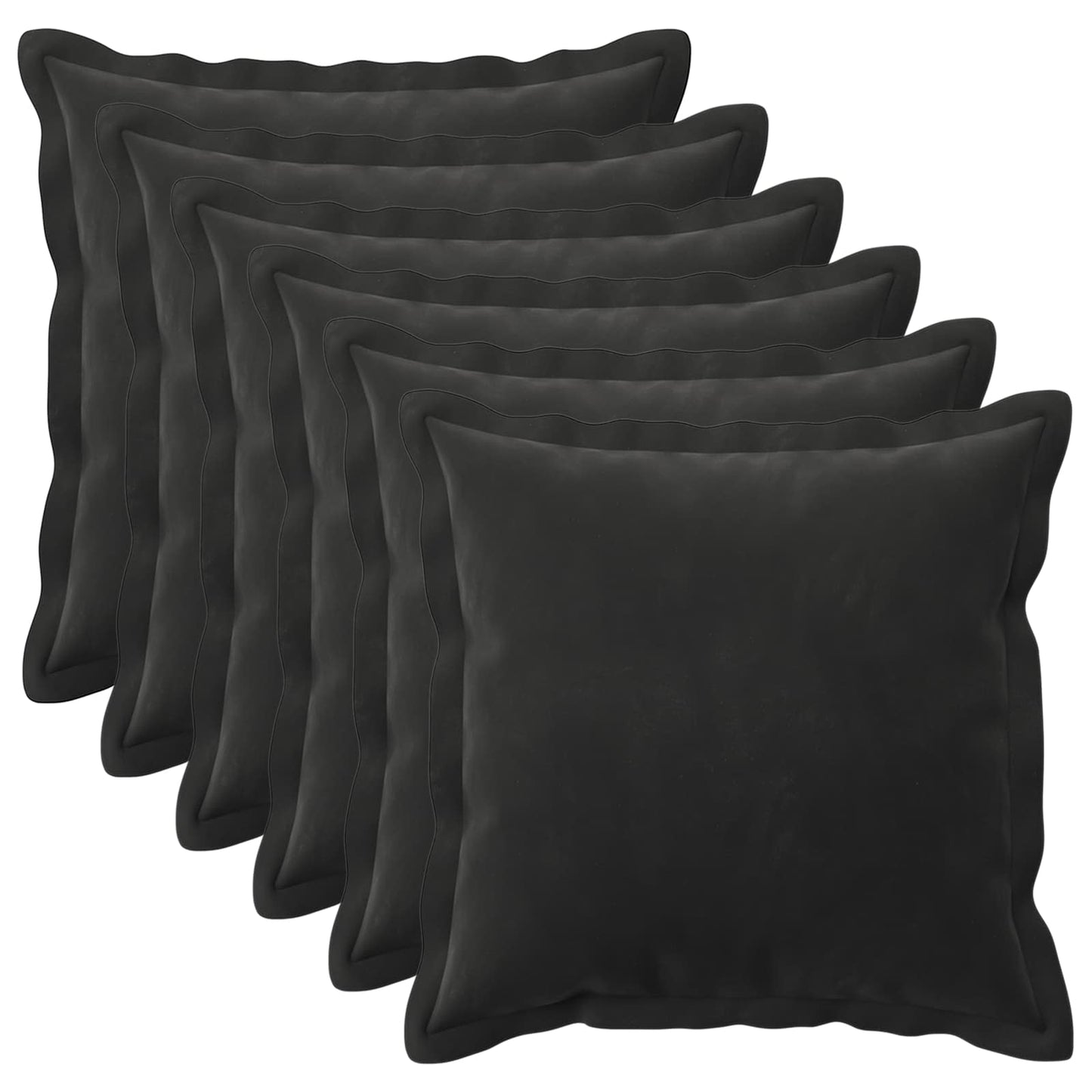 Kussen met kussen HOUTEN 6 st Zwart fluweel