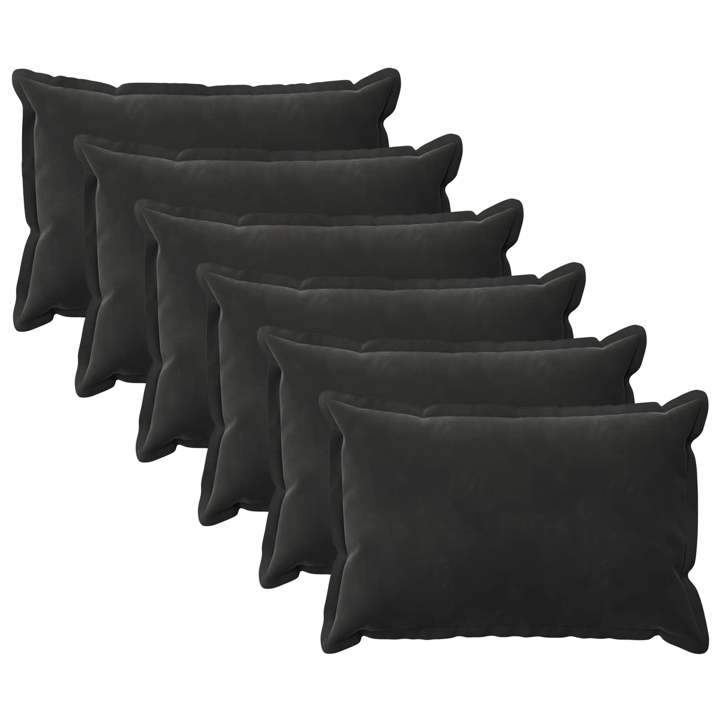 Kussen met kussen HOUTEN 6 st Zwart fluweel
