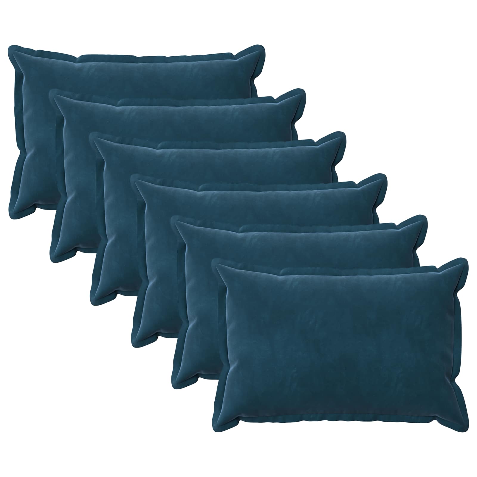 Kussen met kussen HOUTEN 6 st Blauw fluweel