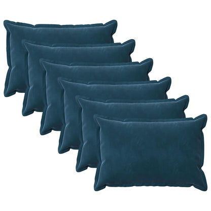 Kussen met kussen HOUTEN 6 st Blauw fluweel