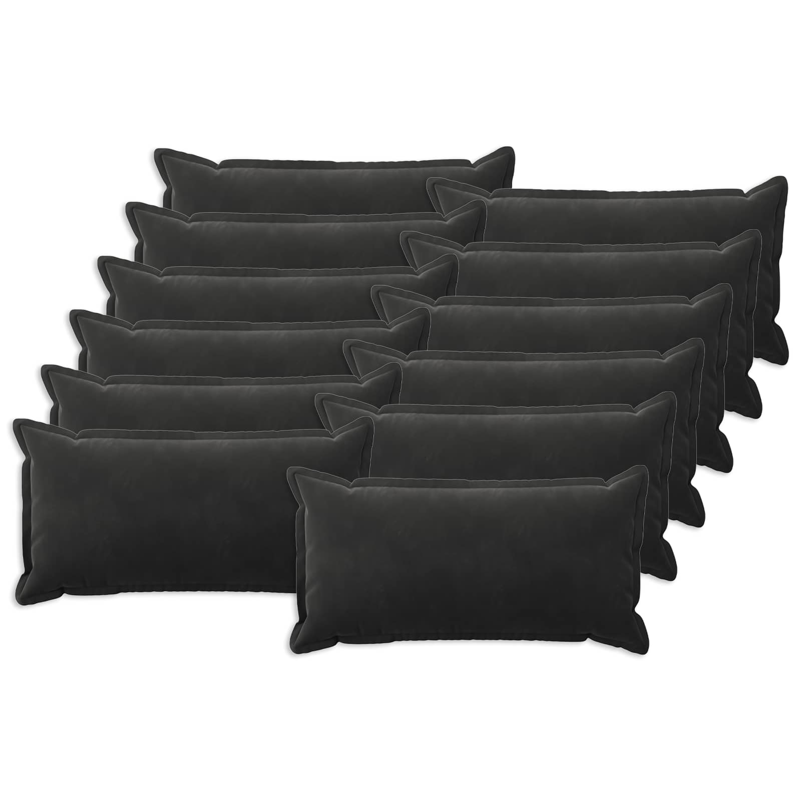 Kussen met kussen HOUTEN 12 st Zwart fluweel