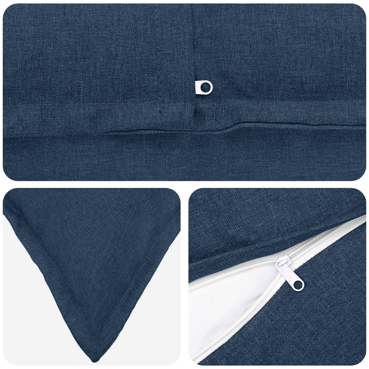 Kussen met kussen HOUTEN 2 st Blauw Faux Linnen