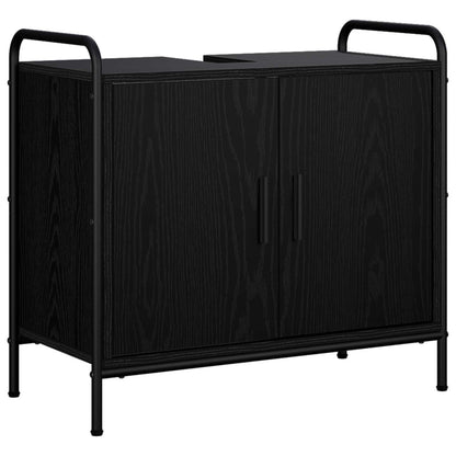 Badkamerkastenset 2 st Zwart eiken 65,5 x 34 x 61 cm
