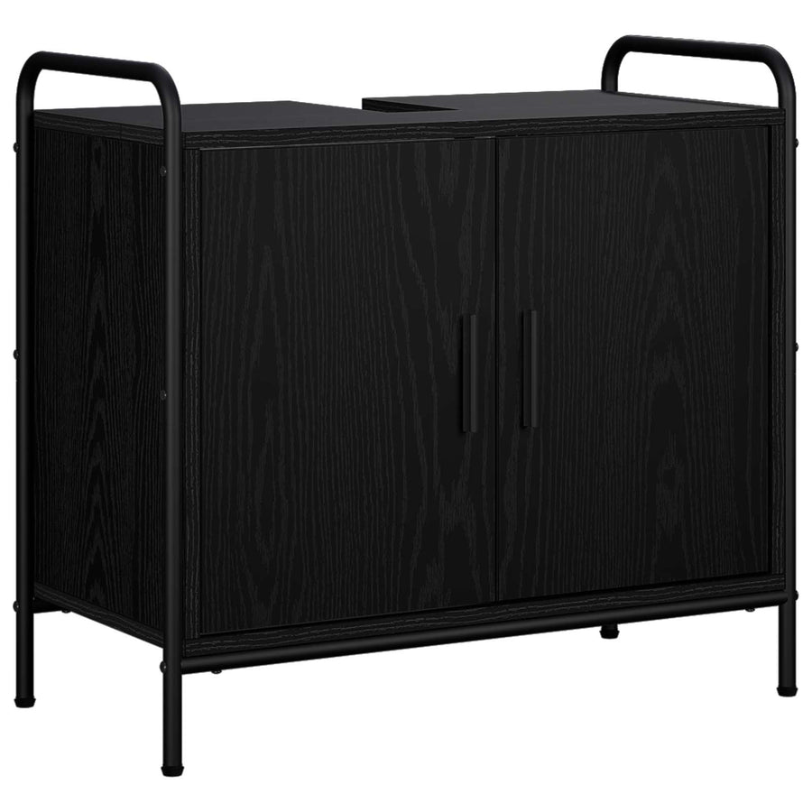Badkamerkastenset 2 st Zwart eiken 65,5 x 34 x 61 cm