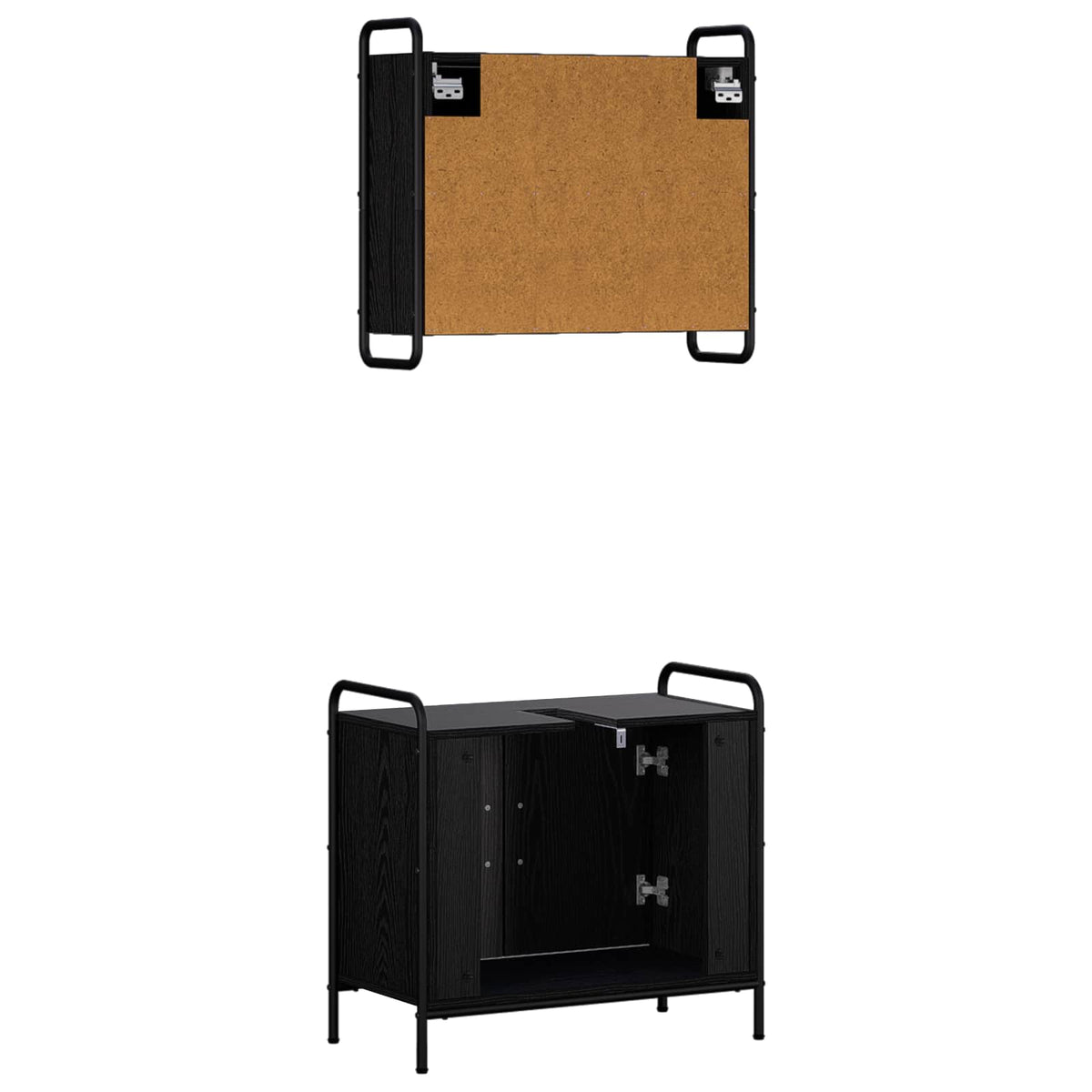 Badkamerkastenset 2 st Zwart eiken 65,5 x 34 x 61 cm