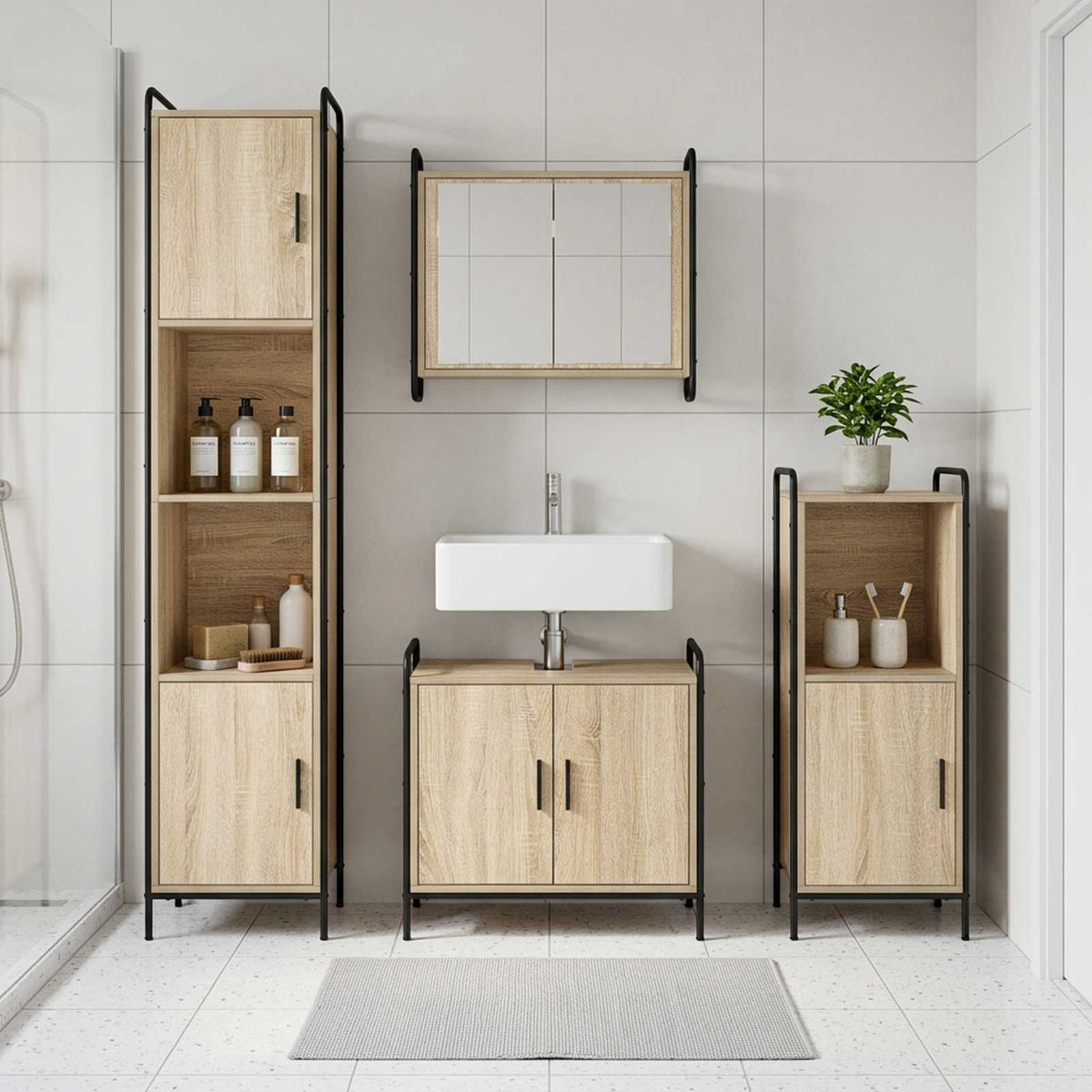 Badkamerkastenset 4 st Sonoma Eiken 40 x 36 x 181 cm
