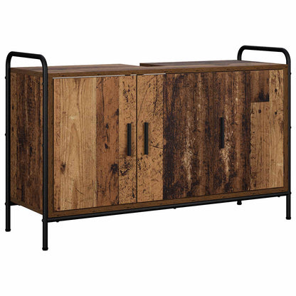 Badkamerkastenset 2 st Oud hout 65,5 x 34 x 61 cm Bewerkt hout
