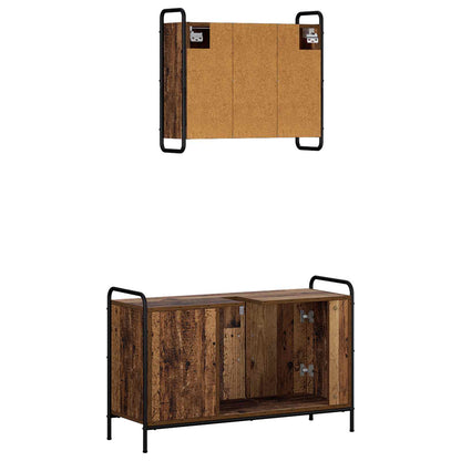 Badkamerkastenset 2 st Oud hout 65,5 x 34 x 61 cm Bewerkt hout