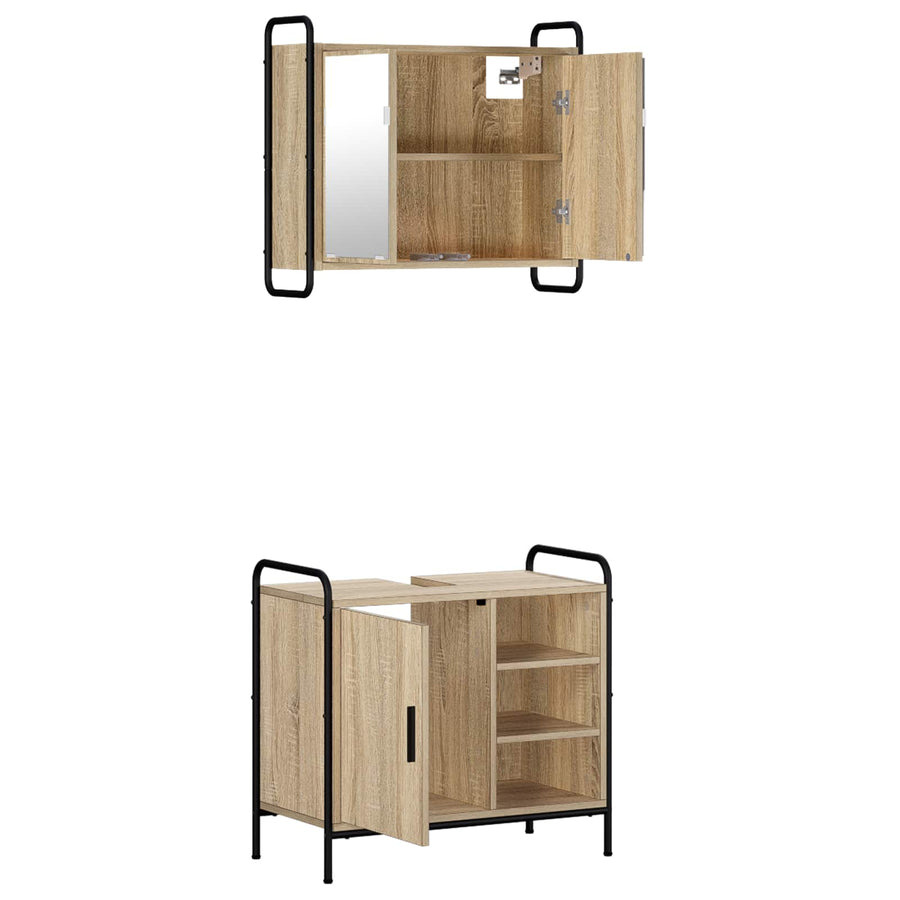 Badkamerkastenset 2 st Sonoma Eiken 65,5 x 34 x 61 cm
