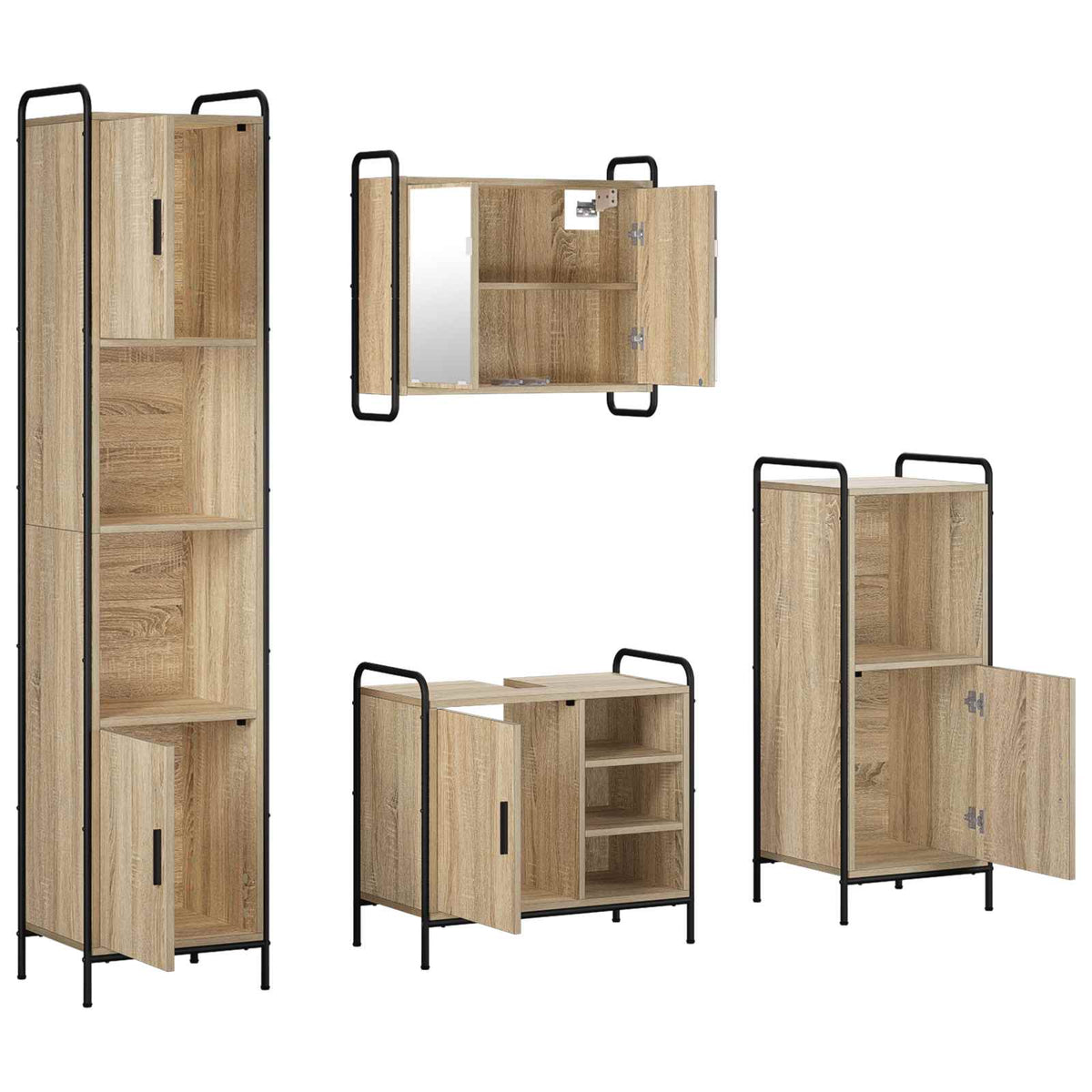Badkamerkastenset 4 st Sonoma Eiken 40 x 36 x 181 cm
