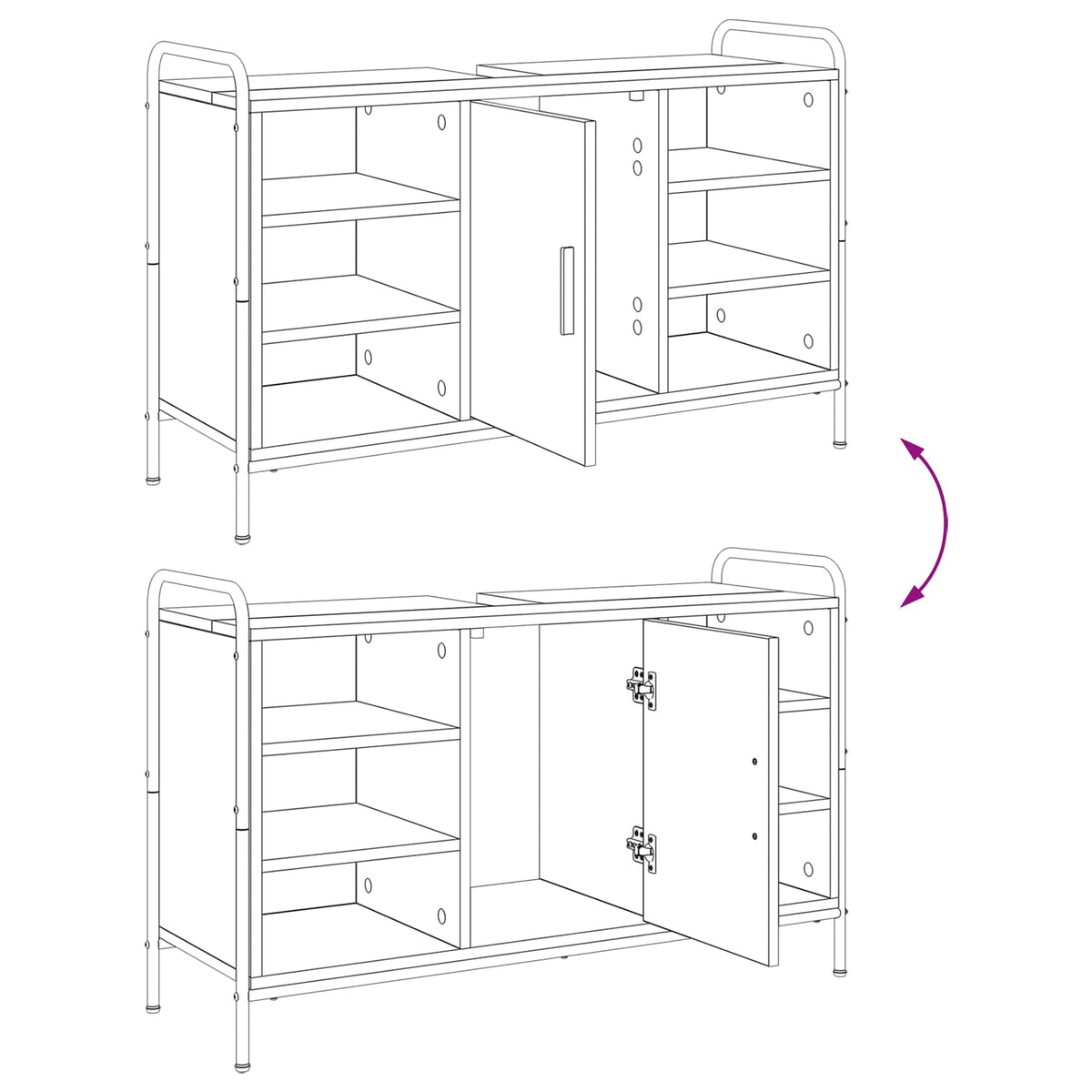 Badkamerkastenset 4 st Zwart eiken 40 x 36 x 181 cm