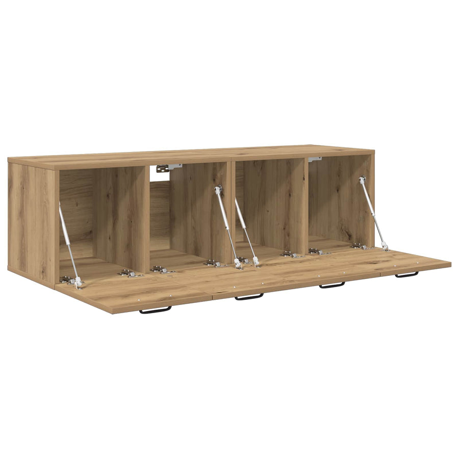 Wandkast 2 st 120 x 36,5 x 35 cm Bewerkt hout Artisan eiken