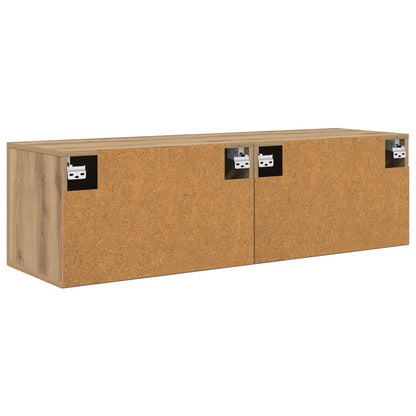 Wandkast 2 st 120 x 36,5 x 35 cm Bewerkt hout Artisan eiken