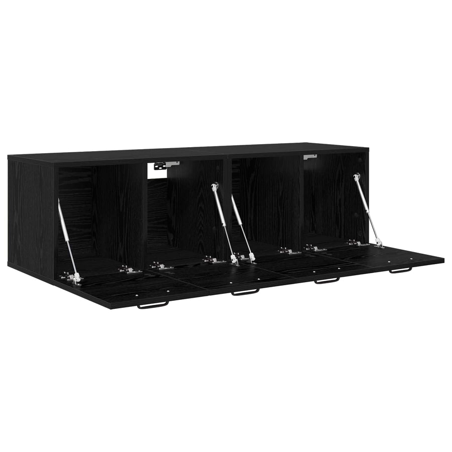 Wandkast 2 st 120 x 36,5 x 35 cm Bewerkt hout Zwart eiken